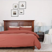 3-Piece Duvet Cover Set Comforter Set with 2 Pillowcases Queen Size Chocolate