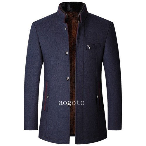 Men's Woolen Jacket Stand Collar Casual Outwear Jacket Casual Business Coats New - 第 17/24 張圖片