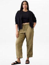 Athleta MT Medium Tall Retreat High Rise Linen Ankle Pant Olive Branch NWT 