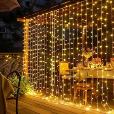300 LED Curtain Lights, Plug in Fairy Curtain Lights for Bedroom, A3