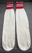 VTG Striped Red Three Color Over The Calf Tube Socks Appr 20" Long Basketball