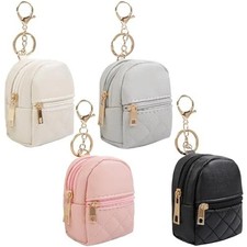 4Pcs Mini Backpack Keychain,Cute Cosmetic BagforWomen Christmas Gifts,PU Leather