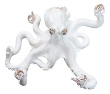 Nautical Marine Antique White Giant Octopus Multi Point Tentacles Wall Hooks