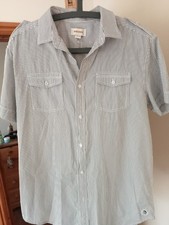 camicia uomo diesel pilota righe bianco nero xl slim fit manica corta