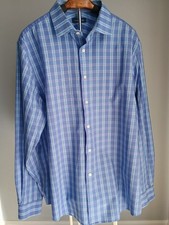 Nautica Men's Dress Shirt Size xl 17-36/37 Blue On Blue Plaid-Excellent-Easter