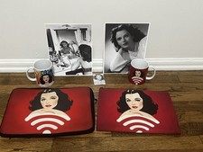 Hedy Lamar 2 Mugs, 2 black/white  8x10s, Two Zip Bags: Computer, Makeup, Magnet