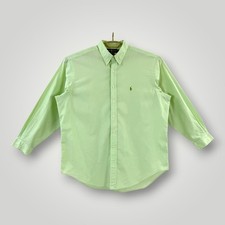 Ralph Lauren Yarmouth Shirt Mens 17.5 34/35 Green Stripe Button Down Long Sleeve