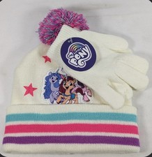 ABG Accessories My Little Pony Kids Knit Hat  Gloves Set White/Pink Hasbro New