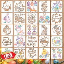 25pc Easter Stencils 6x6" Reusable Plastic Spring Bunny Egg Painting Crafts