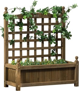Trellis Planter Box Wooden Raised Bed Climbing Plants Garden Flowers Outdoor