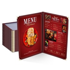 WeChef 30 pack Restaurant Menu Covers 8.5" x 14" Double Fold 2 Pages 4 Views
