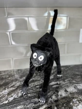 VTG Paper Magic Group 2003 Scary Black Cat Halloween Plush Wire Posable Prop 