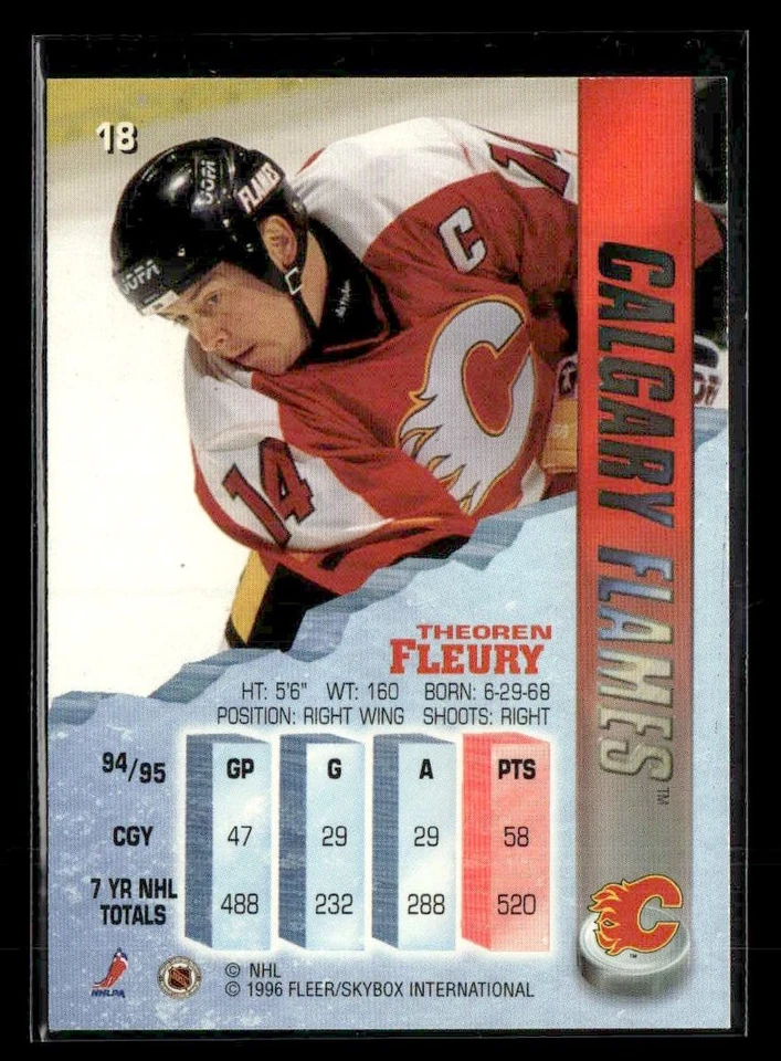1995-96 Metal - #18 Theoren Fleury - Calgary Flames - Image 2 of 2