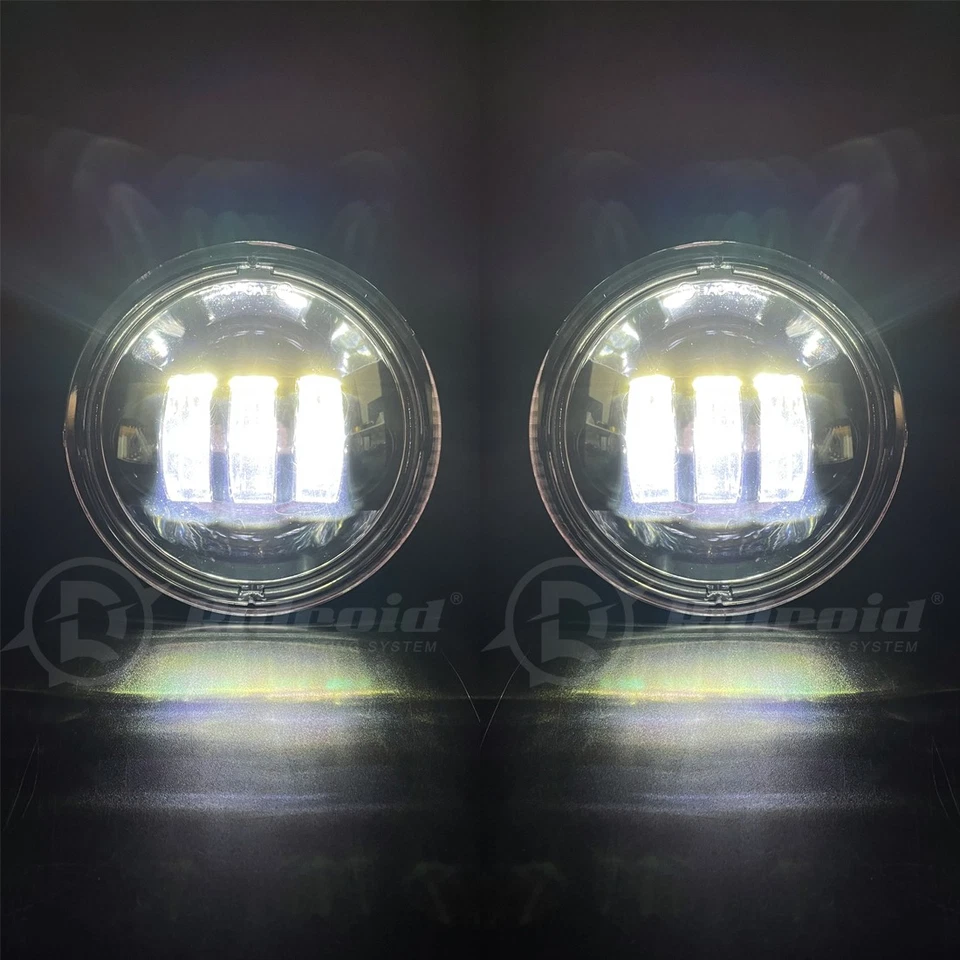 Black 4.5" Inch LED Spot Fog Passing Lights + Housing Holder For Harley Davidson Foto 3 de 4