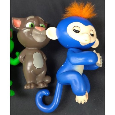 Fingerlings Baby Monkey Liv Purple & Cream Pink Hair & Talking Tom Cats Lot Of 3
