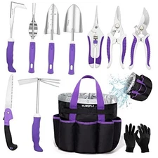 Purple Garden Tool Set Gardening Items for Women - 11PCS Heavy Duty Garden 