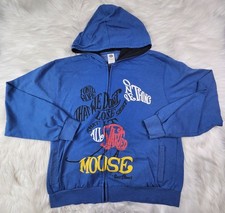 Disney Sweater Mens XL Blue Full Zip Hoodie Mickey Mouse