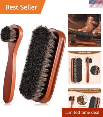 Luxury 2-Pc Wooden Horsehair Brush Kit for Ultimate Shoe Care - 7'' Size