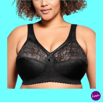 GLAMORISE Damen Vollfigur Stütz BH, Schwarz, UK 46H