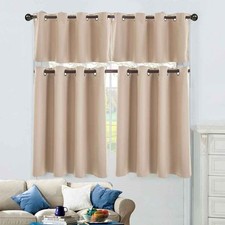 2 Panels Blackout Privacy Insulated Curtain Window Drapes Kitchen Tiers Valance