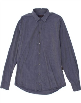 TRUSSARDI JEANS Herren Hemd Größe 41 mittelblau Nadelstreifen Baumwolle BJ12