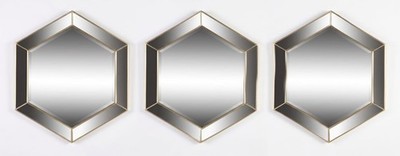 Set Wandspiegel sechseckig geformt gold Kunststoffrahmen verspiegelt 30x30cm