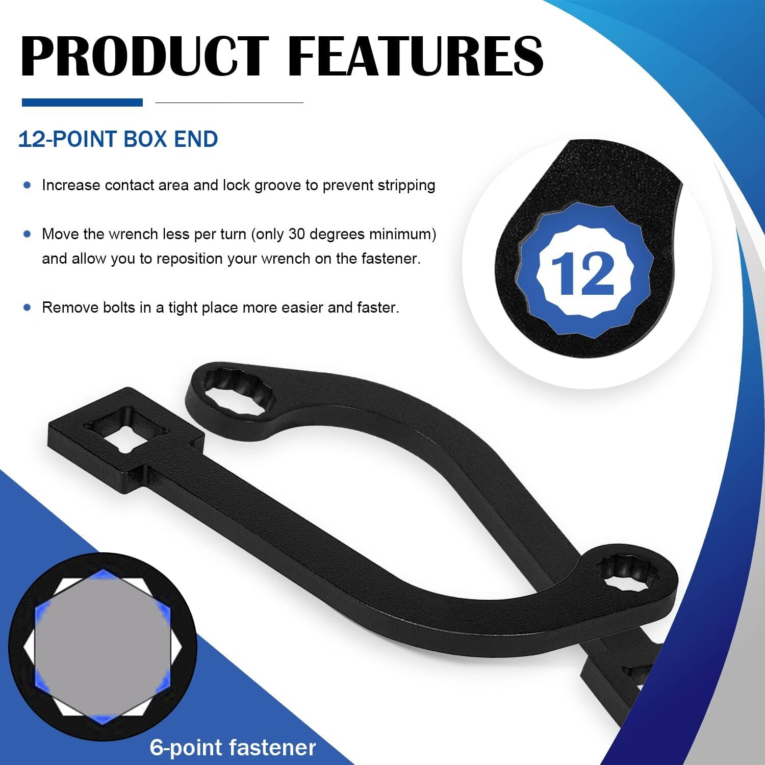 9866B 12MM & 15MM 12-Point Turbo Charger Bolt Wrench Tool Pair with 1/2" Drive