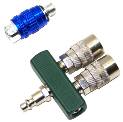 2 Ways Bar Manifold Air Compressor Quick Connect 1/4'' 3 ports with Regulator