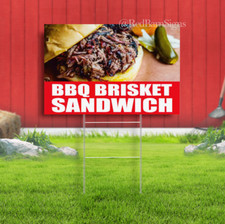 BBQ BRISKET SANDWICH Yard Sign Corrugate Plastic with H-Stakes Meat Buffet Food