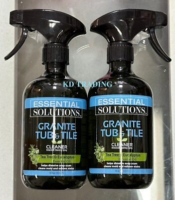 2-Pk~ ESSENTIAL SOLUTIONS Botanical GRANITE TUB TILE CLEANER Tea Tree Eucalyptus