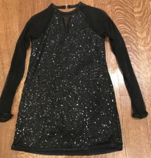 Curtain Call Child Large CLA Dance Costume Sequin & Mesh J5293 Black Long Sleeve