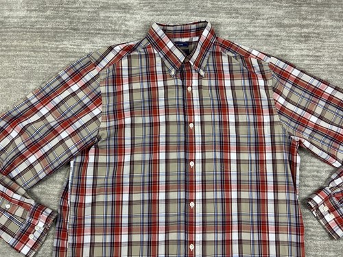 Saddlebred Shirt Mens Large Tall LT Multicolor Plaid Easy Care Short Sleeve - Picture 2 of 12