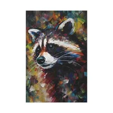 Colorful Abstract Raccoon Elegant Brush Paint Wall Art Canvas Unframed Print Art