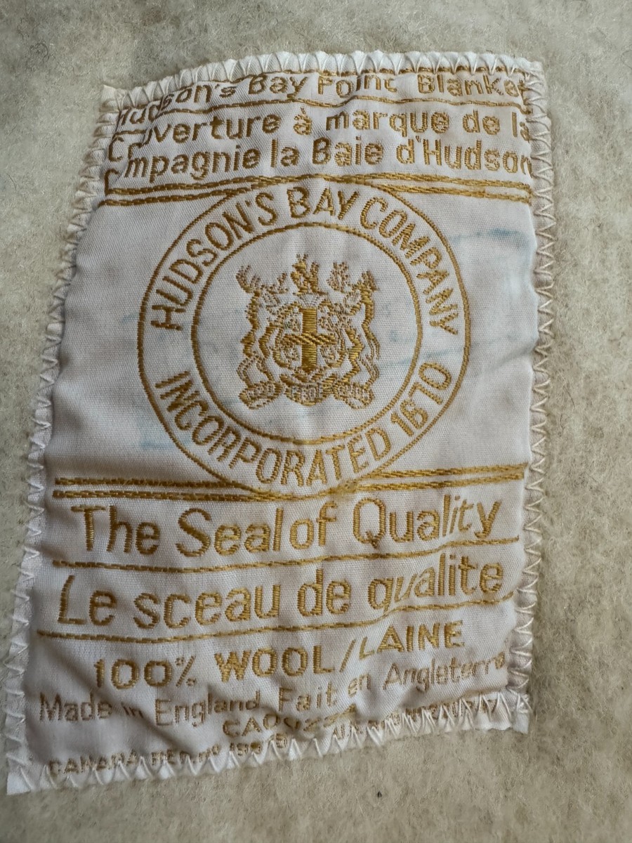 Vintage Hudson's Bay Blanket 8 Point King Size 100% Wool Made in