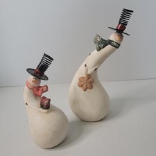 Snowman Hand Painted Gourds Set of 2 Holiday Christmas Decor.