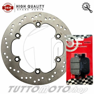 DISCO FRENO POSTERIORE RMS+ PASTIGLIE BREMBO CARBON HONDA SH 300 i 2010 2011 ABS