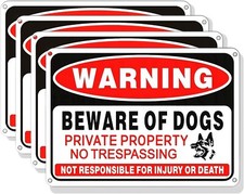 3 Pack Beware of Dog Sign 10X7 Inch Private Property No Trespassing Signs Rust F