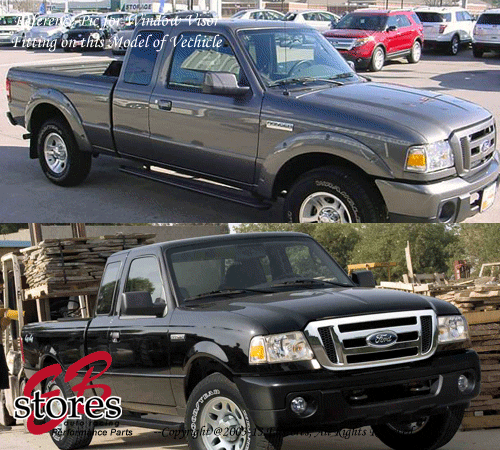 For Ford Ranger 1993-2011 Inner Channel Deep Black JDM Window Visors Front 2pcs - Picture 4 of 4