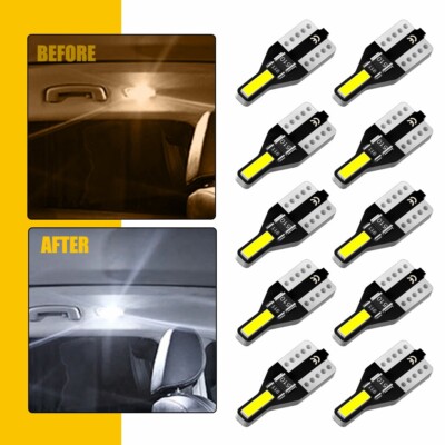 10x White LED T10 194 168 W5W Interior Map Car Trunk License Plate Light Bulbs