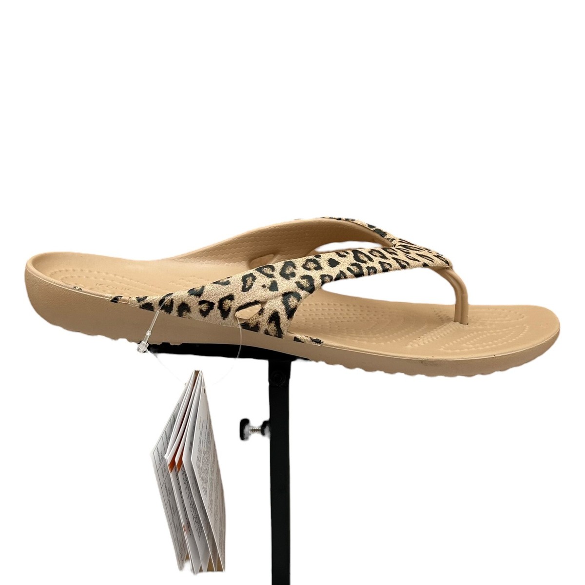 Crocs Women's Flip Flop Sandals Sz 8.5-9 Brown Leopard Print