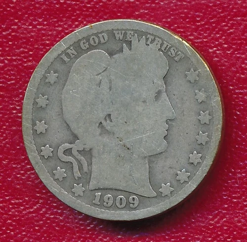 1909 BARBER SILVER QUARTER **NICE CIRCULATED GOOD** FREE SHIPPING!!