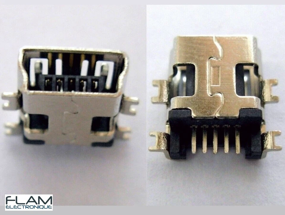GENERIQUE 2x Connecteur à souder mini USB type B femelle / 2x Female connector solder SMT
