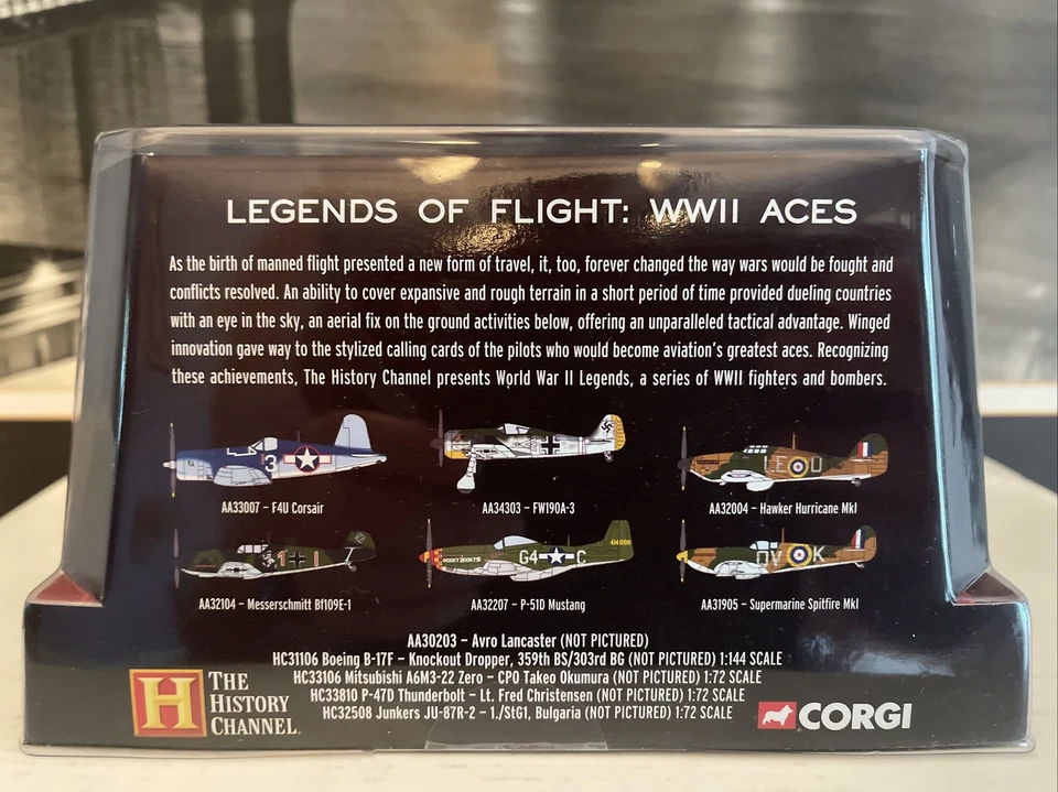 Corgi Mitsubishi A6M3-22 ZERO Die Cast Airlplane Japan History Legends NIB NEW! - Image 3 of 4