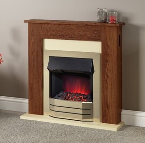 Be Modern Eston Electric Fireplace Warm Oak Marfil Cream