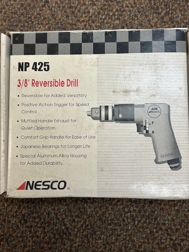 NESCO 3/8” REVERSIBLE AIR DRILL NP425 Vintage 1, 800RPM Air Tool NEW in BOX