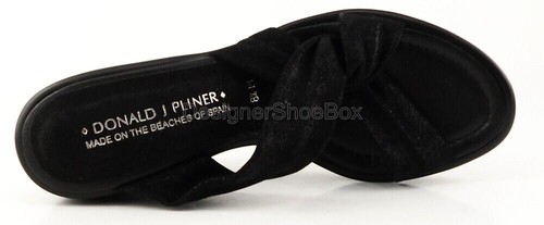 $250 DONALD J PLINER PLS 60 Black Metallic Designer Sandals Wedges Slides 9 - Picture 4 of 4
