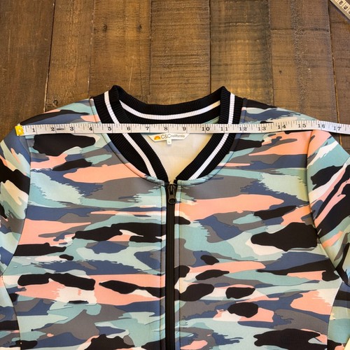 C&C California Women's Large Camo Scuba Bomber Full Zip Jacket NWT $108 Stretch - Picture 16 of 20