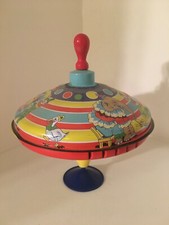 Vintage Schylling Spinning Top Circus Lithographs Excellent Condition with box