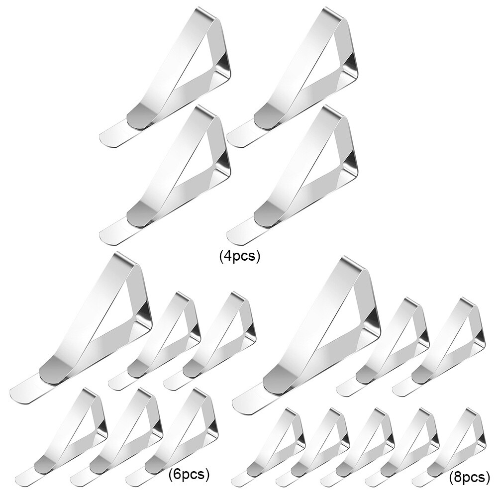 4/6/8Pcs Tablecloth Clamps Stainless Steel Tablecloth Clips for Party