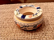 Espana Spain Pottery Ceramic Hand Painted 2 Piece Ashtray Floral Design